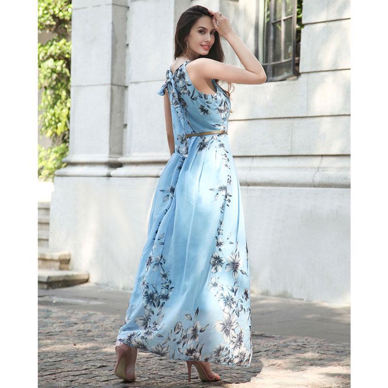 Шифоновое длинное платье с цветочным принтом, женские платья, сексуальное повседневное пляжное платье