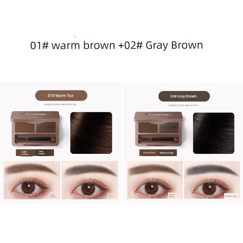 Two-Color Eyebrow Powder Female Waterproof Sweat-Proof Long Lasting Fadeless Eye Shadow Repair Makeup Palette Nose Shadow Eyebrow Pencil Wild Eyebrow