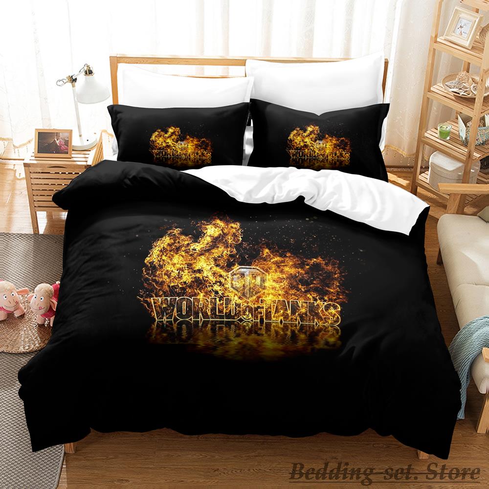 Комплект постельного белья Game World Of Tanks Single Twin Full Queen King Size Bed Set Adult Kid Bedroom Duvetcover Sets Anime Bed