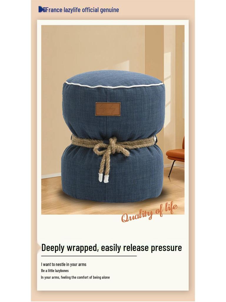 Стильный пуф: Изысканный туалетный стул для спальни и гостиной, круглый диванный табурет, ленивая подставка для ног, маленький диван