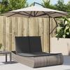 VidaXL Double Sun Lounger with Cushions Grey Woven Resin, Sunbed, Outdoor Daybed, Garden Daybed, Bed 368092
