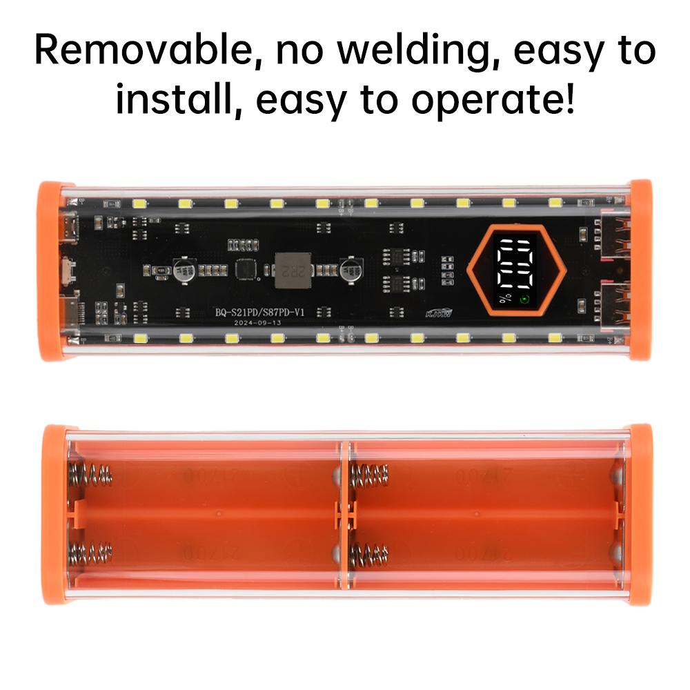 Корпус для 8*21700 аккумуляторов 22.5W Быстрая зарядка DIY Ящик для хранения аккумуляторов Корпус Power Bank без пайки PD+ Flash Charge+ Быстрая зарядка