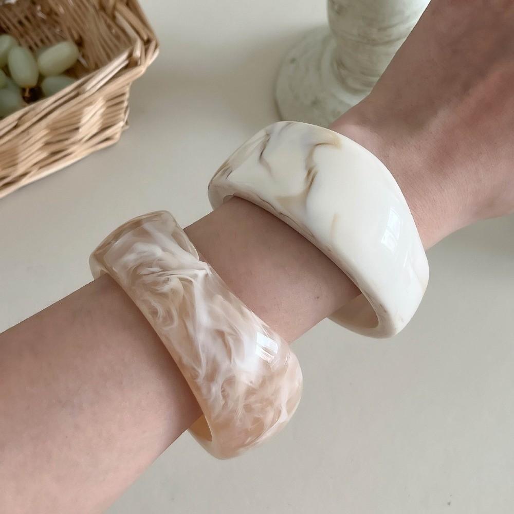Smudged Wide Chunky Bangle Marbling Cuff Bracelet Vintage Irregular Resin Bracelet Gifts