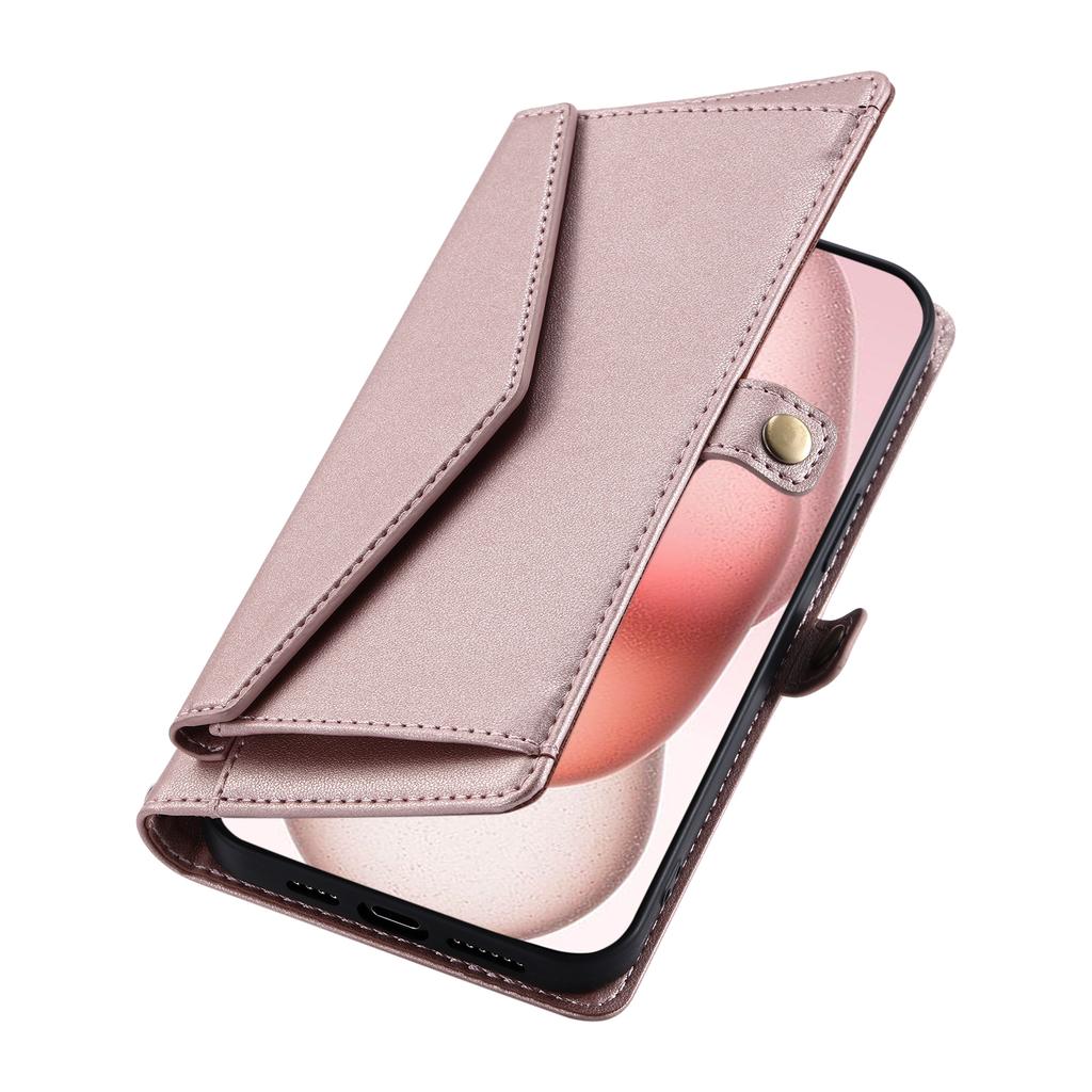 For iPhone 17 Leather Case with Wrist Strap Wallet Stand Phone Cover