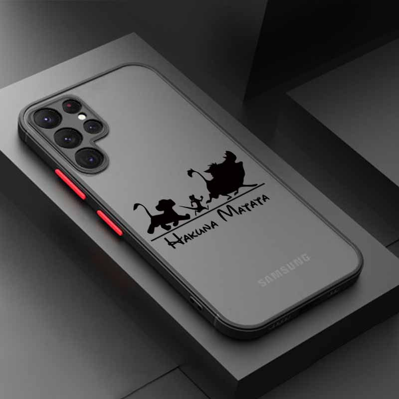 Милый чехол по мотивам мультфильма «Король Лев» для Samsung S25 S24 S23 S22 S21 S20 S10 FE Ultra Plus Lite, матовый полупрозрачный чехол для телефона.