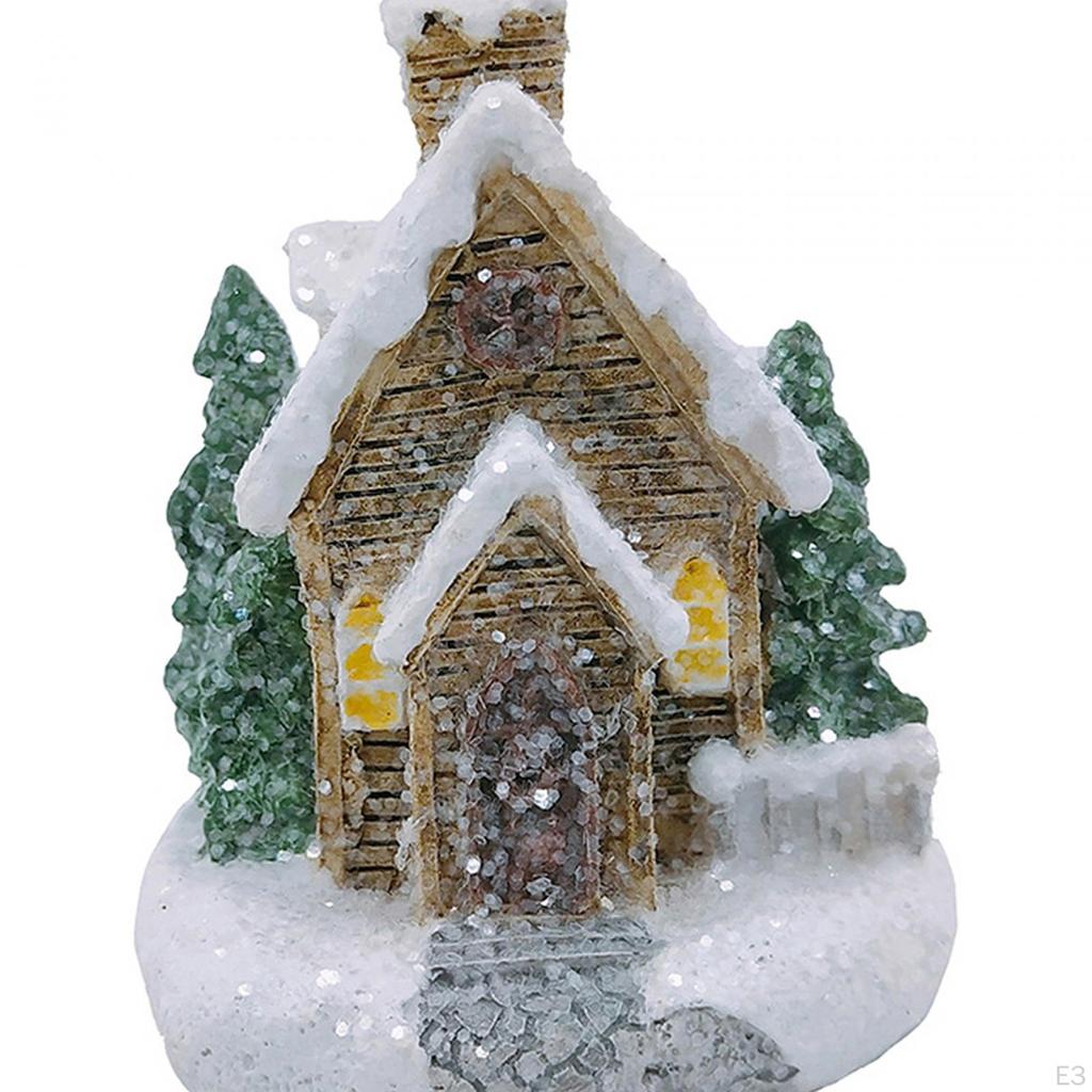 Christmas Lighted Snow House Glowing Multifunctional Desktop Table Centerpieces Statue for