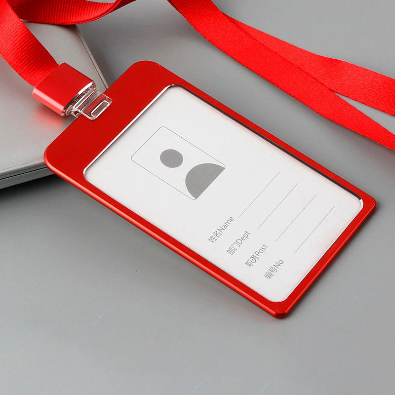 Metal Clip Buckle Aluminum Alloy Work Badge Card Holder Certificate Lanyard Chest Hanging Neck Brand Card Holder with Lanyard Rope Card Holder