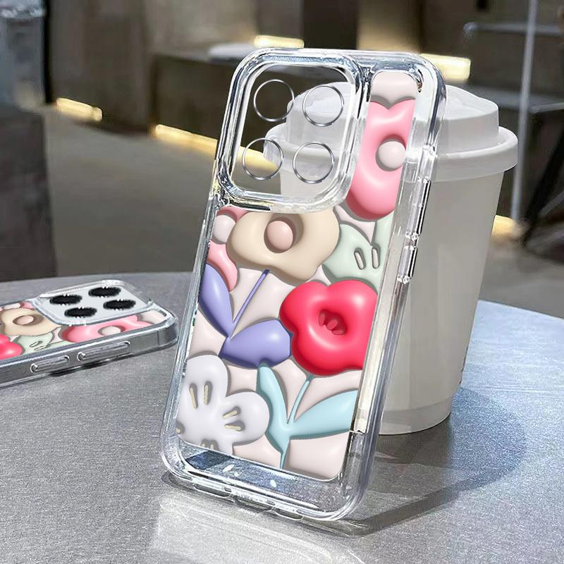 Милый чехол для телефона с рисунком маслом и цветком для Xiaomi 13T 11T Poco F6 X6 Pro Redmi Note 13 12 11 10 Pro Max, тонкий, мягкий, противоударный, прозрачный силиконовый чехол