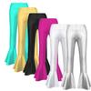 Kids Girls Dance Wear Performance Costume High Waist Bronzing Cloth Ruffle Hem Bell-bottom Pants