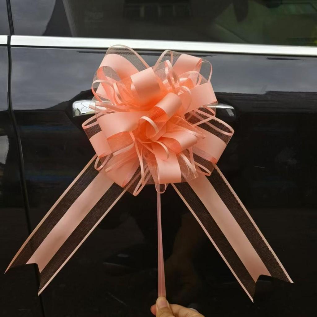 Snow Yarn Ribbon Pull Flowers for Wedding Room & Car Decorations