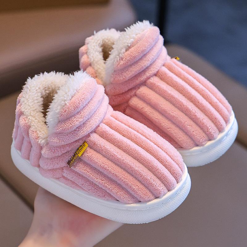 22-45 Children's Cotton Slippers Winter Boys' Baby Bag Heel, Warm Indoor Home Furnishings Children's Women's Cotton Shoes Hairy Shoes