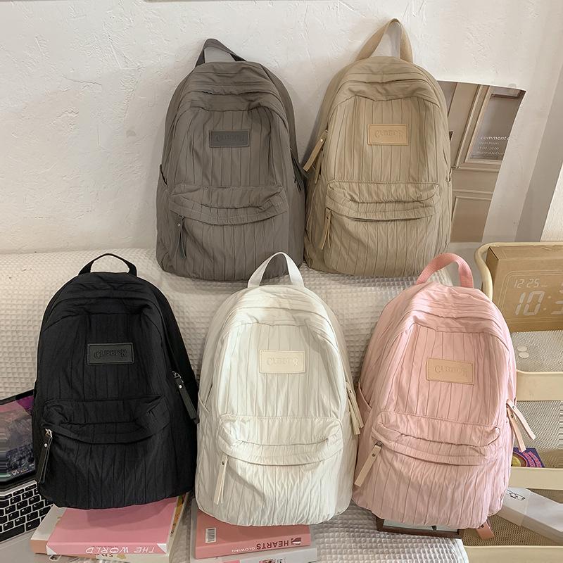 Женская школьная сумка, однотонный рюкзак большой вместимости, легкий дорожный рюкзак