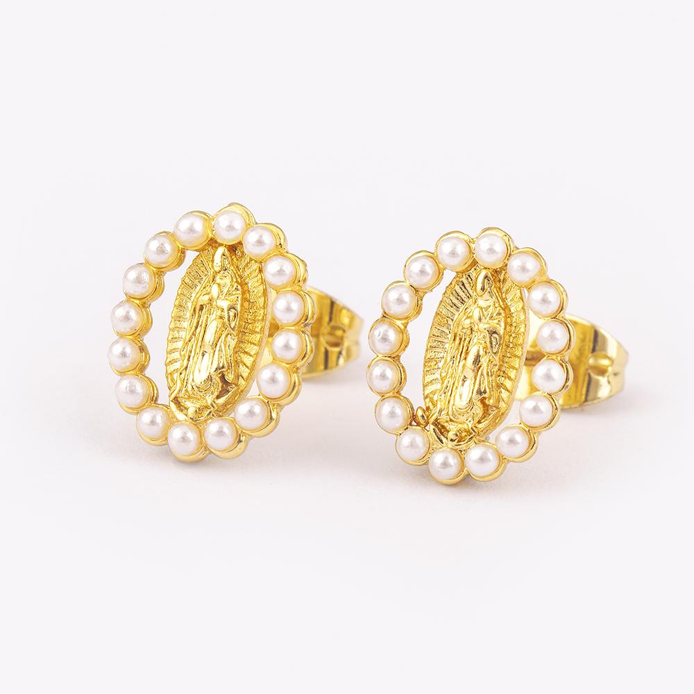 Nidin New Fashion Lucky Inlaid Pearl Bead Shiny Zircon Charm Stud Earrings 4 Styles For Women Upscale Ear Jewelry Accessories