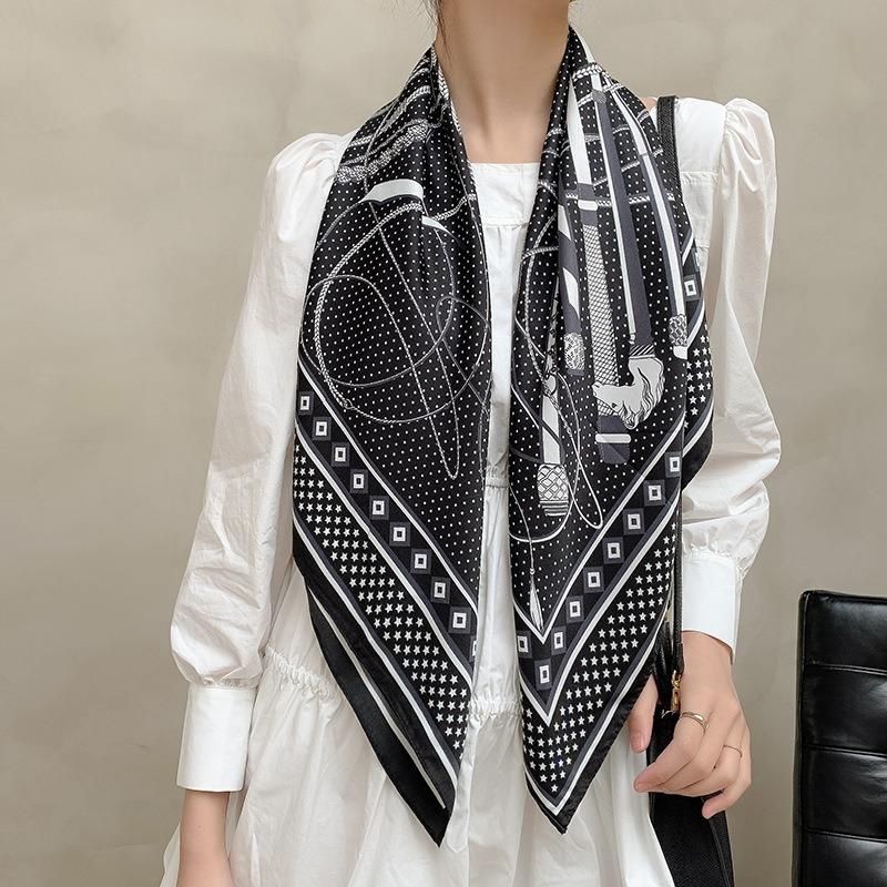 New Square Scarf Emulated Silk Scarf Fashionable Professional Scarf Versatile Light Thin Breathable Twill Scarf Shawl