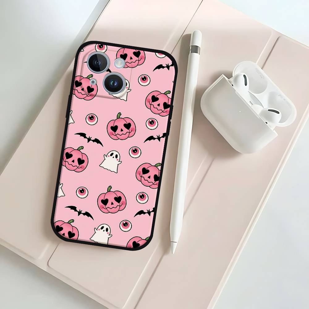 Черный чехол для телефона на Хэллоуин, подходящий для iPhone 17, 16, 15, 11, 13, 14 Pro Max, Plus, X, Xr, Xs Max, 13 Mini