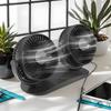 Portable Car Fan Double Head USB Desk Fan Strong Wind 360-Degree Rotation Cooling Air Circulator Dashboard Accessories For SUVs