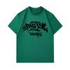Men's 100% Cotton Crew Neck Short Sleeve T-Shirt, Casual Street Graffiti Letter Print Regular Fit Tees, Breathable Lightweight Tops for Daily Outdoor