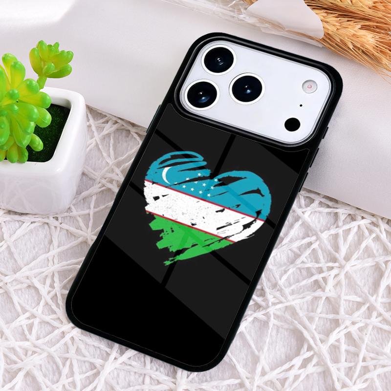Чехол для телефона с эмблемой национального флага Узбекистана для iPhone 17 Air 16 15 11 12 14 13 Pro Max Ударопрочный чехол
