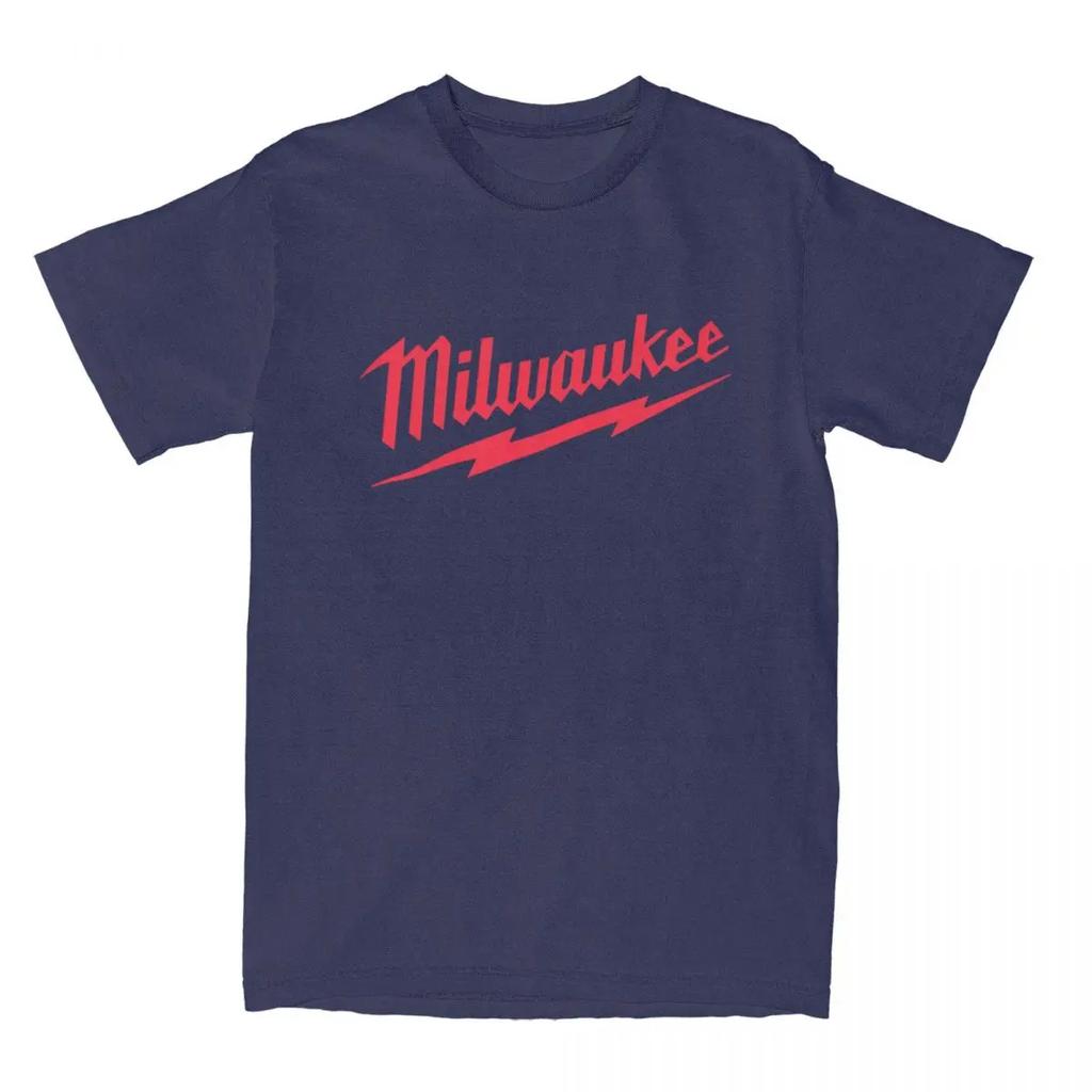 Футболки Milwaukee Классический Логотип Хлопковый Топ Футболки Летние Потрясающие Короткий Рукав Футболка с Круглым Вырезом Харадзюку Свободные Футболки Большой Размер