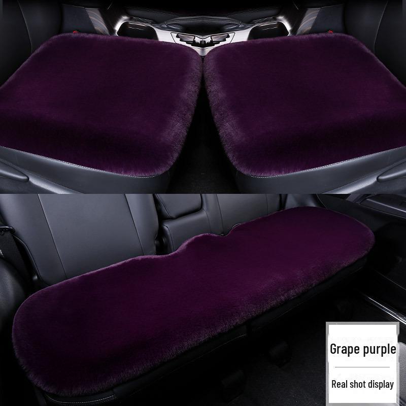 Комплект плюшевых подушек на сиденье автомобиля «Зимний кролик»: Без спинки, теплый шерстяной чехол на заднее сиденье, универсальная посадка - 3 шт.