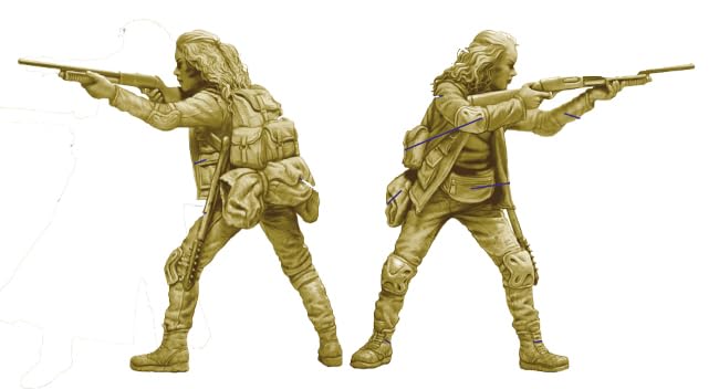 Master Box Zombieland Series Zombie Hunter 1 Male 2 Female Shotgun Plastic Model MB35243 1/35 + (People)