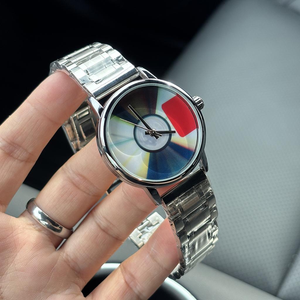 CD Record Creative Watch – Unisex Couple Quartz Wristwatch with Unique Disc Dial, Waterproof 30M, Trendy Gift