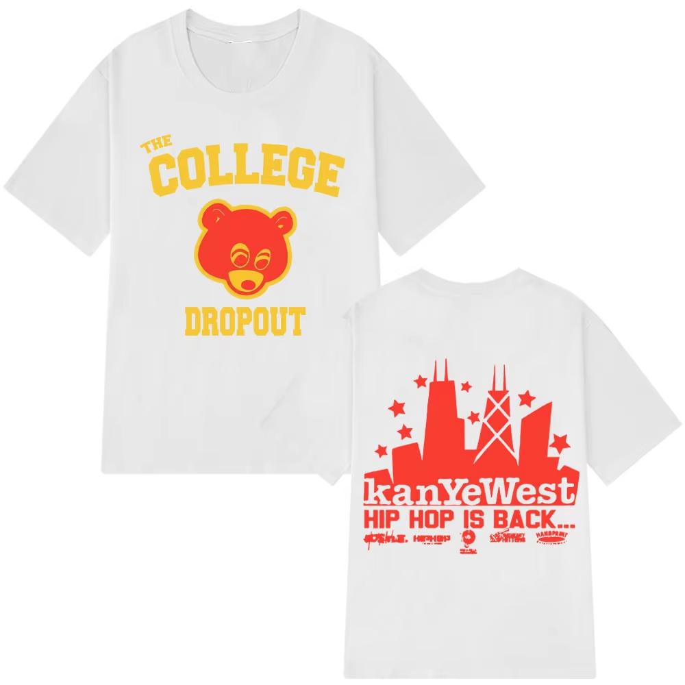 Kanye West College Dropout T Shirt Music Album Harajuku Print Unisex Unisex Short Sleeve TShirts Casual Hip Hop Streetwear Tees