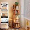 Solid Wood Rotating Bookshelf 360° Space Saving Multi Layer Home Office Library Storage Furniture Book Organizer