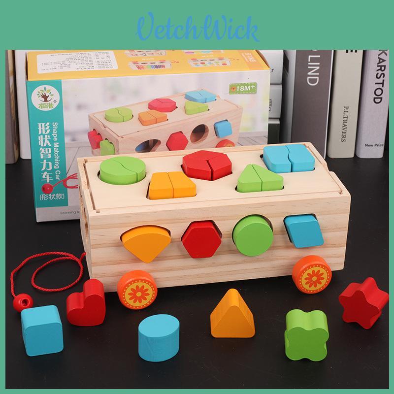 Educational Wooden Shape Sorting And Counting Blocks For Toddler Development And Learning