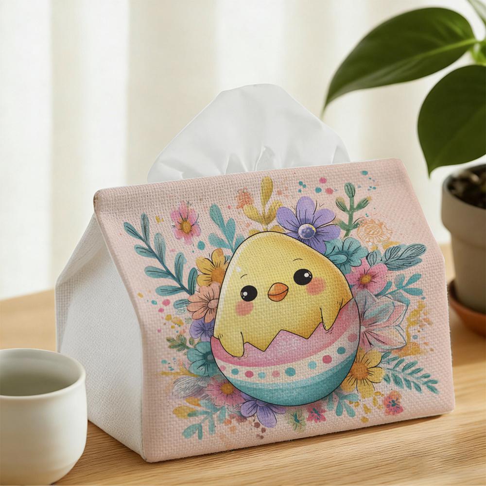 A Cute Tissue Box Featuring a Little Chick Design, Essential for Home Decor, Vintage Tissue Holder, Festive Tabletop Decoration, Creative And Stylish