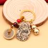 Vintage Brass Beast Dragon Lucky Rope Keychain Pendant Chinese Zodiac Dragon Animals Car Key Chain Bag Feng Shui Hanging Gift