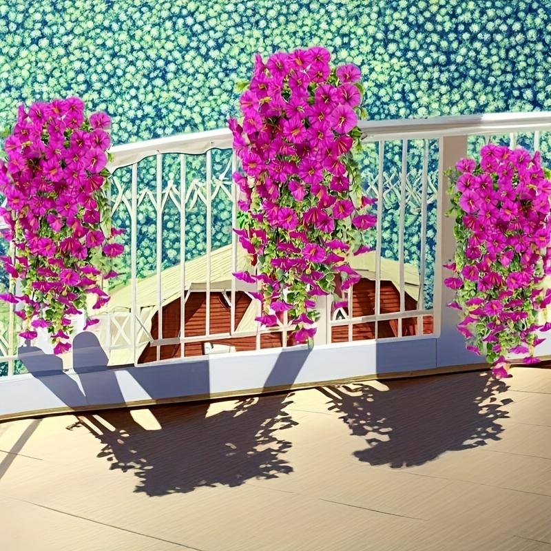 4 шт. Искусственные подвесные растения Букет «Утреннее сияние», Подходят для стены, улицы, двора, дома, комнаты, сада, свадьбы, внутреннего, наружного украшения