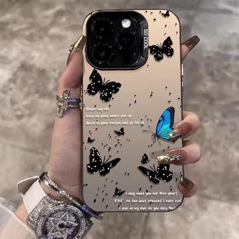 Polka Dot Butterfly Phone Case for iPhone 12 to 17 Pro Max.