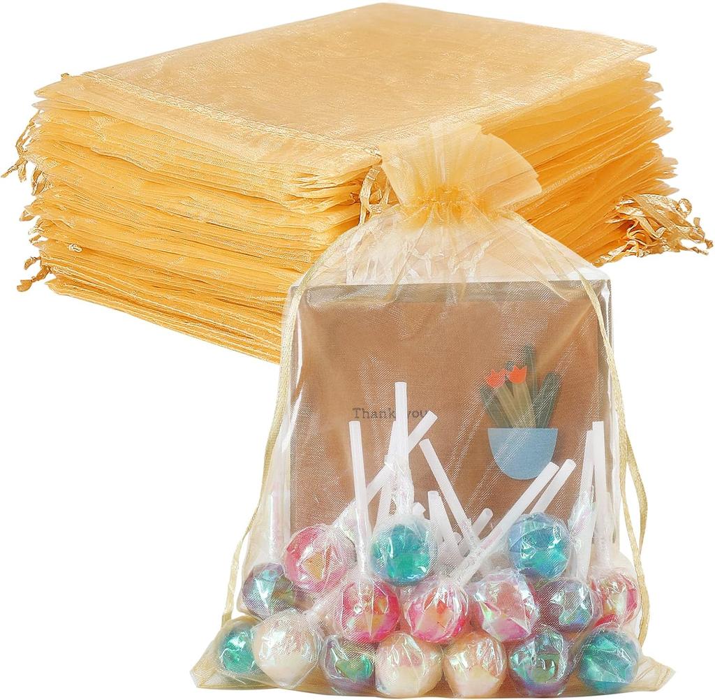 10/50/100 шт. румяно-розовые мешочки из органзы, большие, 6 x 9 дюймов, подарочные мешочки с завязкой, сетчатые мешочки для вечеринок на Рождество, свадьбу, детский душ