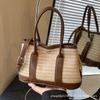Woven Bag Women's Large Capacity 2025 New Trendy Beach Vacation Shoulder Bag Hand Carry Crossbody Bucket Bag Straw Bag