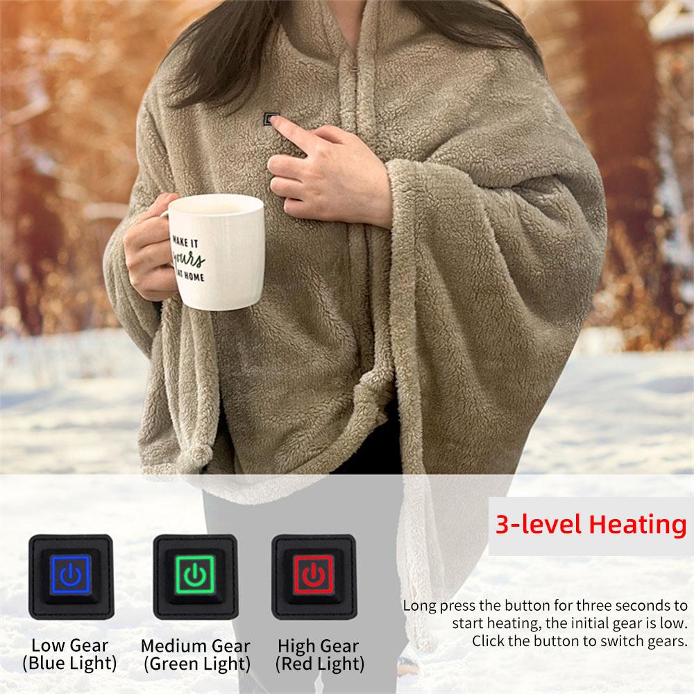 USB-одеяло с подогревом, носимая шаль с подогревом, зимнее портативное электрическое одеяло