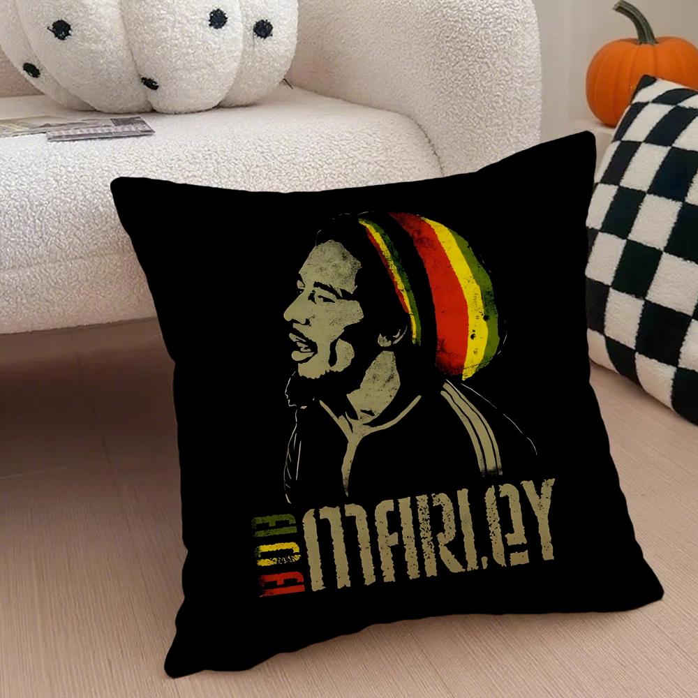 Legendary Jamaican Singer BBob MMarley Cushion Cover Throw Pillow Cover Hidden Button Durable Polyester Chair Cushion