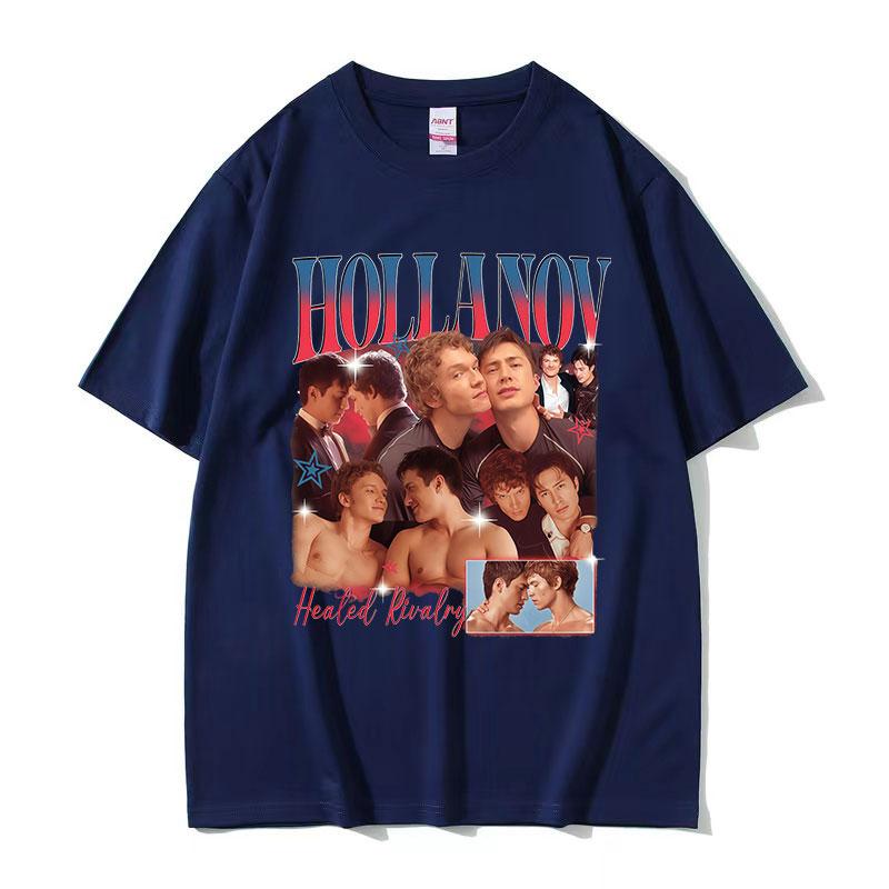 Hollanov Heated Rivalry Hockey Romance Movie Graphic T Shirts Men's Vintage Fashion 100% Cotton Short Sleeve T-shirt Streetwear
