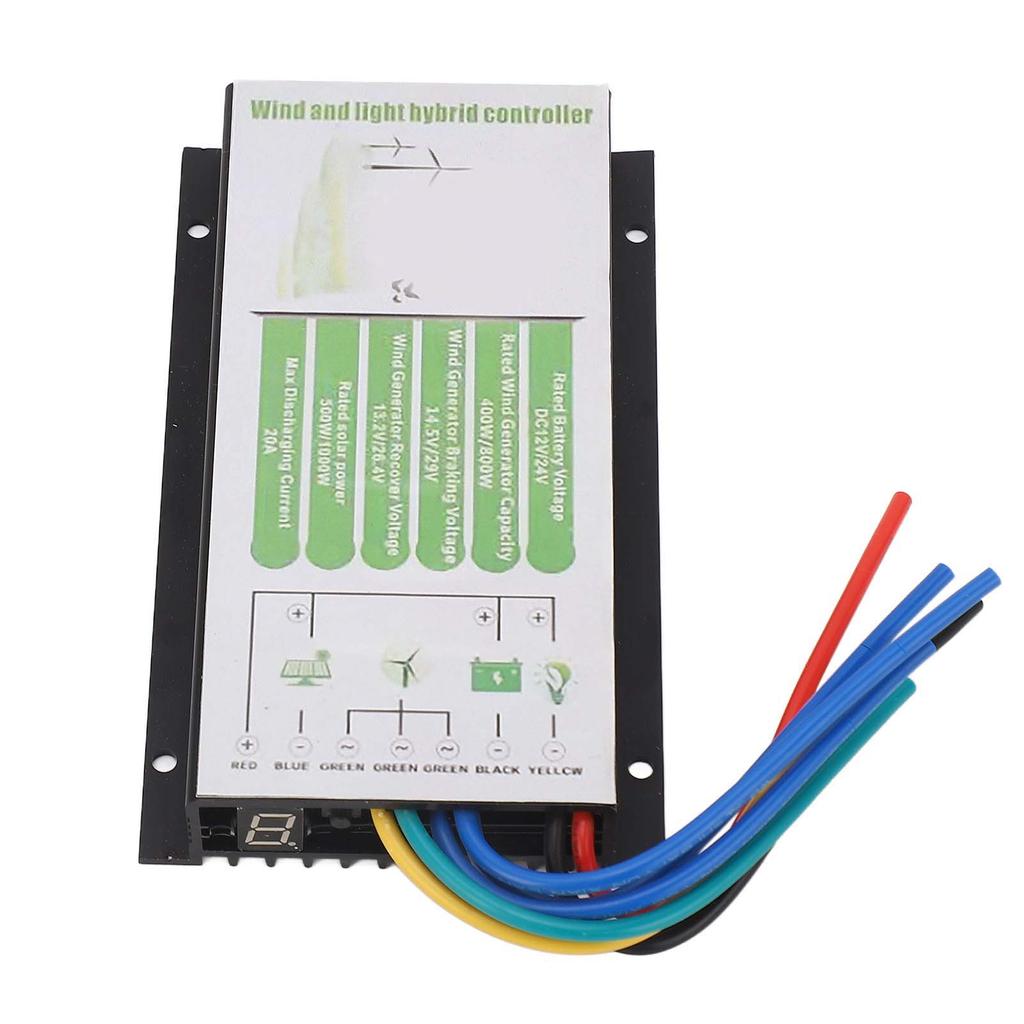 Гибридный контроллер заряда ветро-солнечного генератора 12 В 24 В аккумуляторная батарея Автоматический ШИМ 20 А Максимальная мощность турбины 800 Вт и 1000 Вт