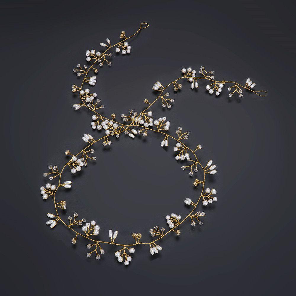 Тиара Романтические украшения для волос Свадебная прическа Виноградная лоза Ободок для волос со стразами Аксессуары для невесты Жемчуг Кристалл