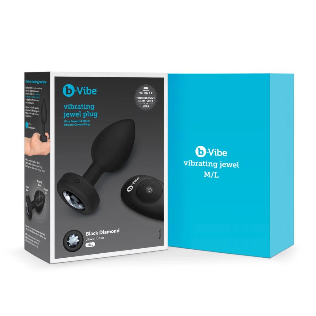 Remote Controlled Anal Plug - B-Vibe Vibrating Jewel Plug M/L Black Diamond