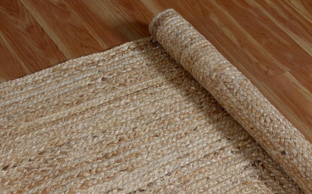 Jute Rug 100% Natural Jute Cotton Rug Handmade Reversible Area Carpet Modern Rug