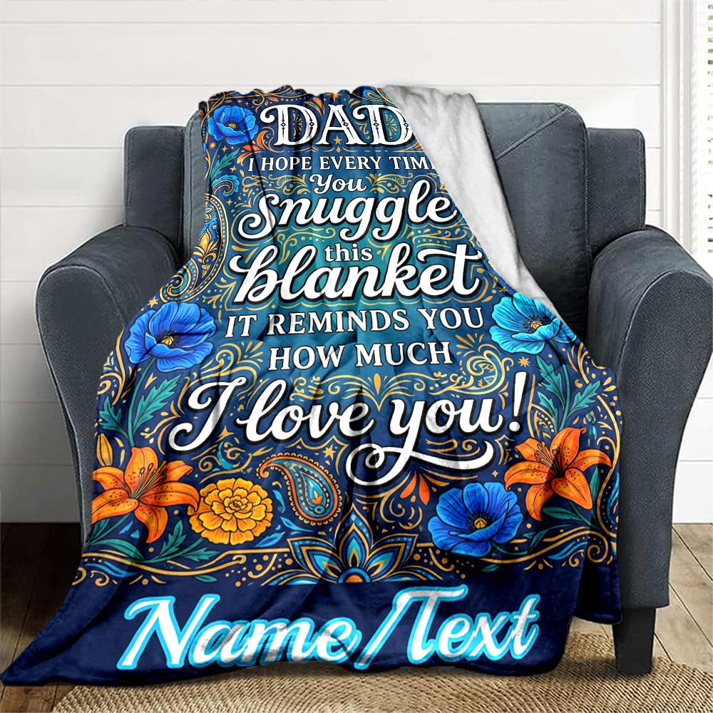 Love Father'S Day Always Blanket Hug Appreciation Themed Blanket Personalized Name Soft Warm And Versatile For Sofa Bed Office And Travel Machine