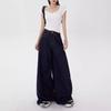 Spring Summer Women's Deep Blue Loose Wide Leg Jeans Street Cool Girl High Waist Baggy Pants Female Casual Straight Denim Trousers
