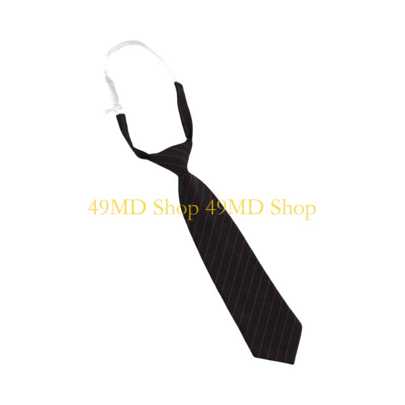 49MD Student Pre Tied Neck Ties Preepy Look Pretty Striped Tie Cravat Necktie Vintage Neck Wear Accessories