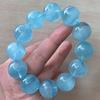 Натуральный голубой аквамарин прозрачные круглые бусины браслет ювелирные изделия женщины мужчины эластичный AAAAA
