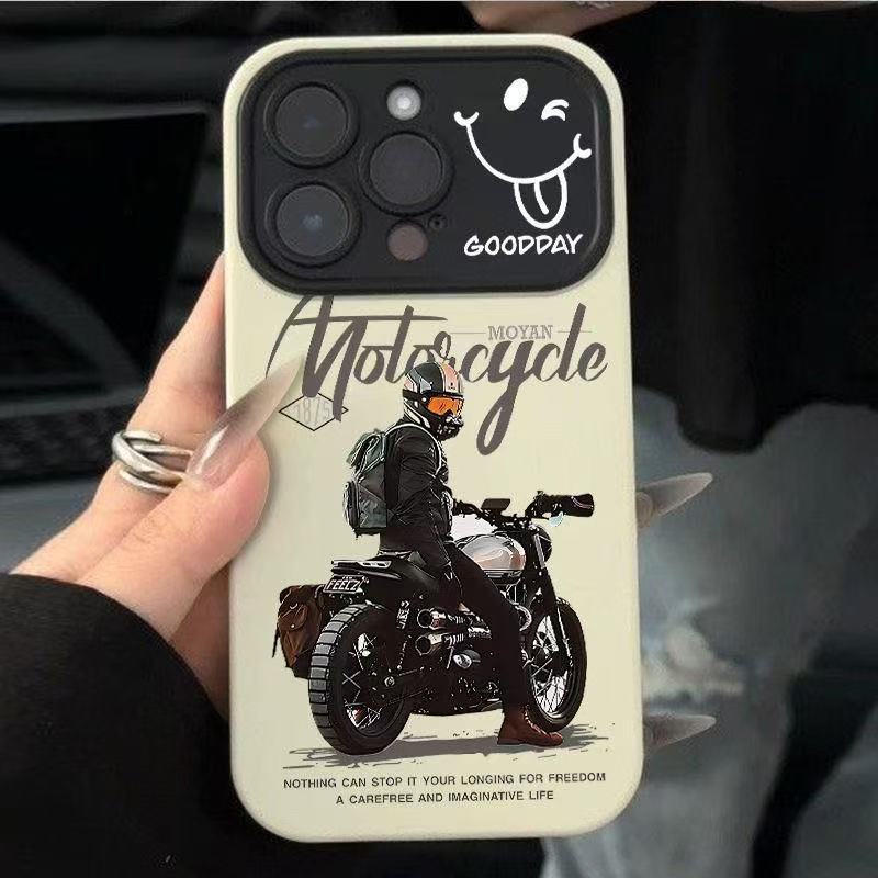 Motorcycle Teenager IPhone17promax Mobile Phone Case Apple 16/15 Large Window 14/13 Matte 12 Europe and America 11