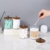 2/4 Pack Holder - Restroom Bathroom Organizers and Storage Containers, Clear Plastic Apothecary Jars with Wood Lids