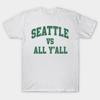 Мужская черная футболка с принтом Seattle Vs All Y'All - Джерси Любитель Баскетбола Бейсбола Футбола Софтбола Волейбола Хоккея Фанат Игрок Рождество День Рождения