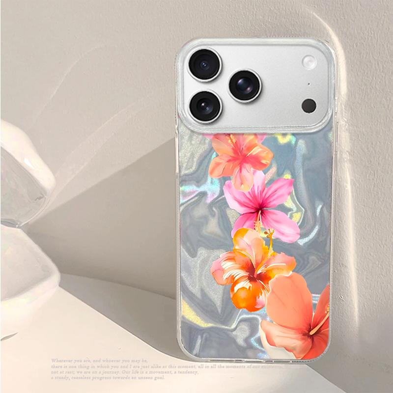 Slim Red Lily Flower Pattern Phone Case For iPhone 17 Air 16e 16 15 14 Pro Max 13 17 Pro Max Shockproof TPU Hybrid Hard PC Phone Cover